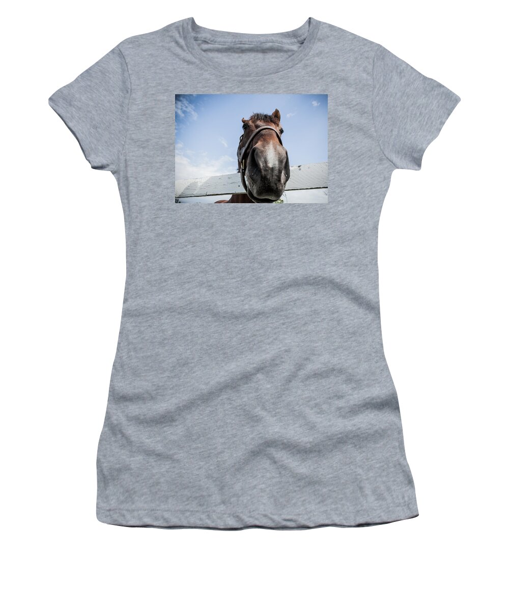 Horse Women's T-Shirt featuring the photograph Up close by Alexey Stiop