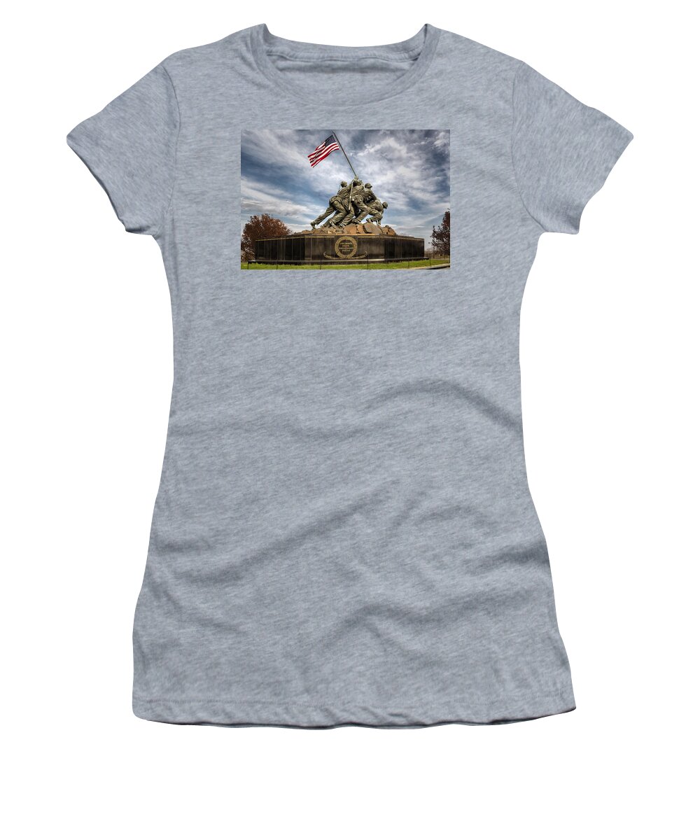 Iwo Jima Women's T-Shirt featuring the photograph USMC Iwo Jima Memorial by Susan Candelario
