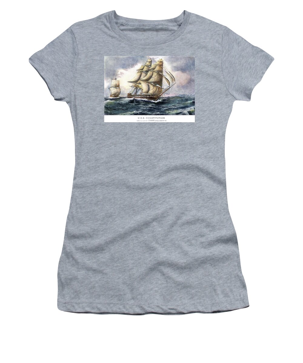 1815 Women's T-Shirt featuring the painting Uss Constitution, 1815 by Edward Mueller