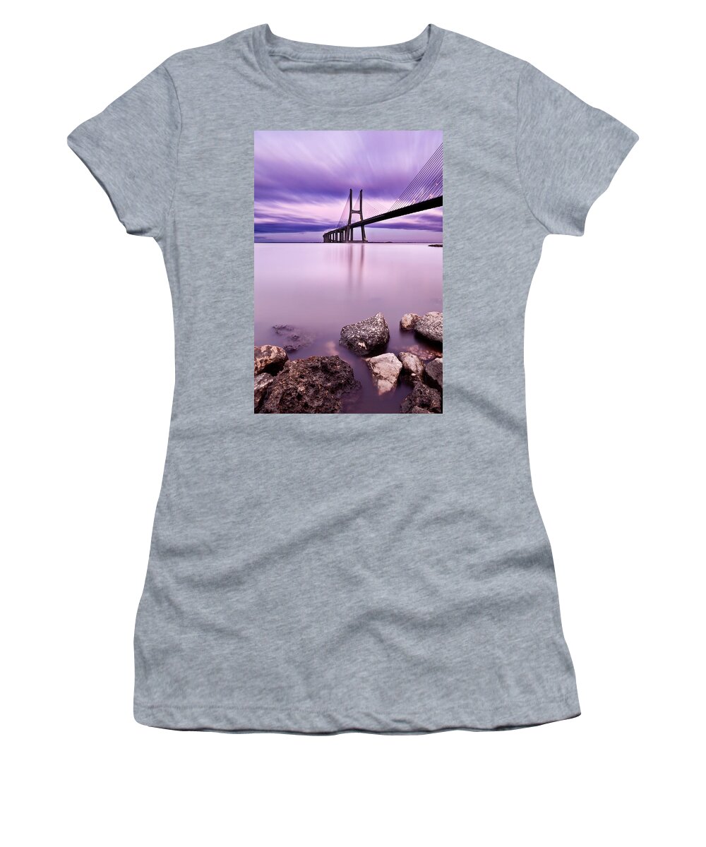 Lisbon Women's T-Shirt featuring the photograph Vasco da Gama bridge by Jorge Maia
