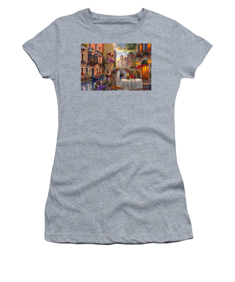 Dominic Davison Women's T-Shirt featuring the digital art Venice Al fresco by MGL Meiklejohn Graphics Licensing