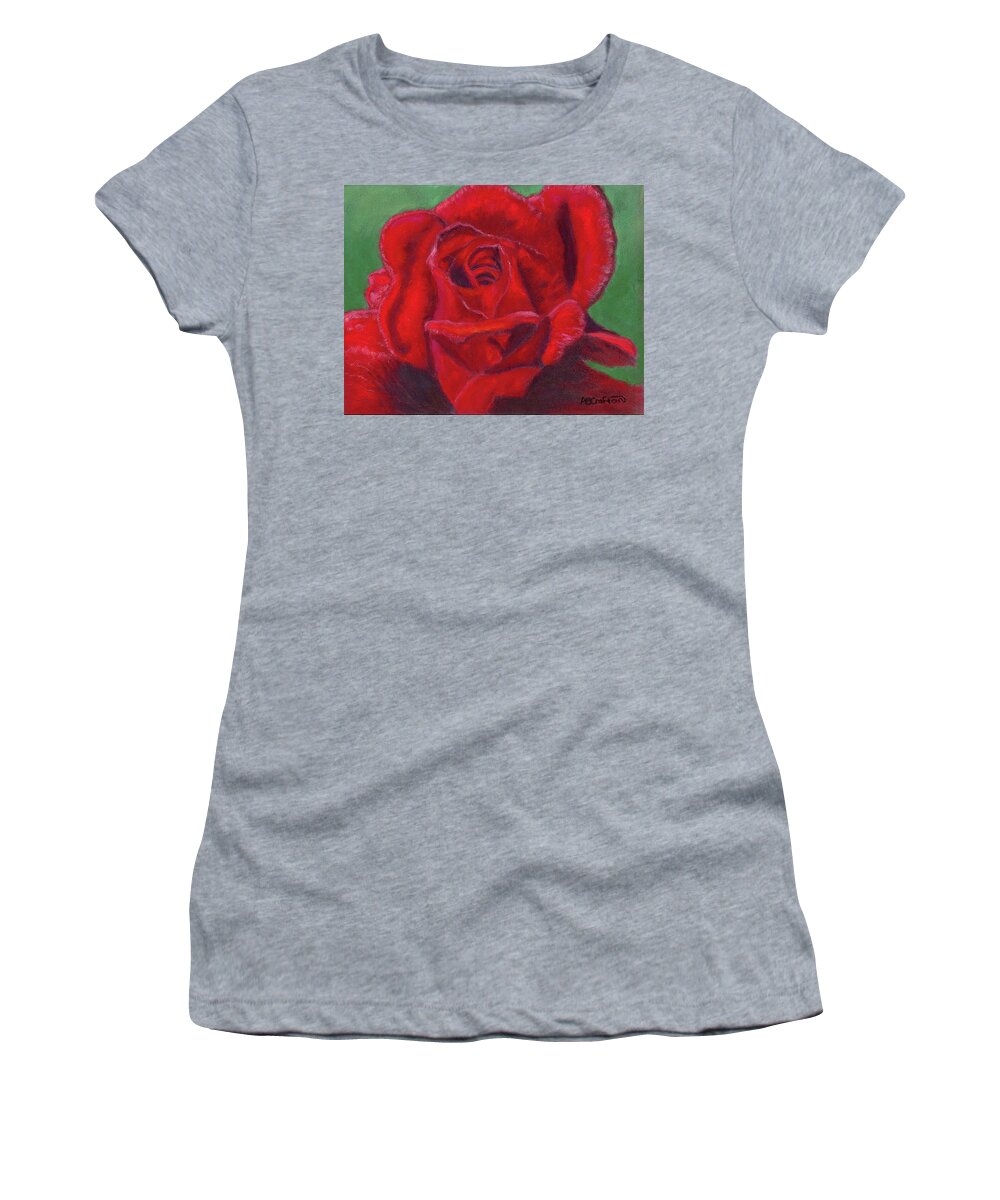 Rose Women's T-Shirt featuring the painting Very Red Rose by Arlene Crafton