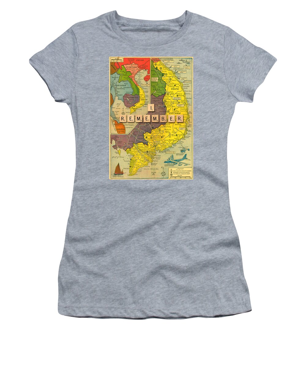 Vietnam War Map Women's T-Shirt featuring the painting Vietnam War Map by Gary Grayson