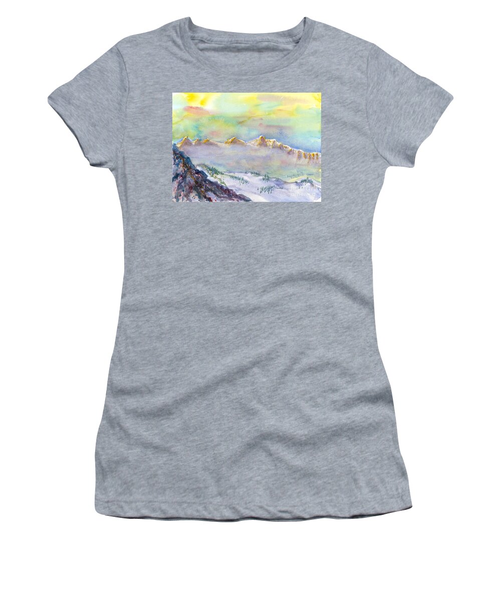 Snowbird Ski Area Women's T-Shirt featuring the painting View from Snowbird by Walt Brodis