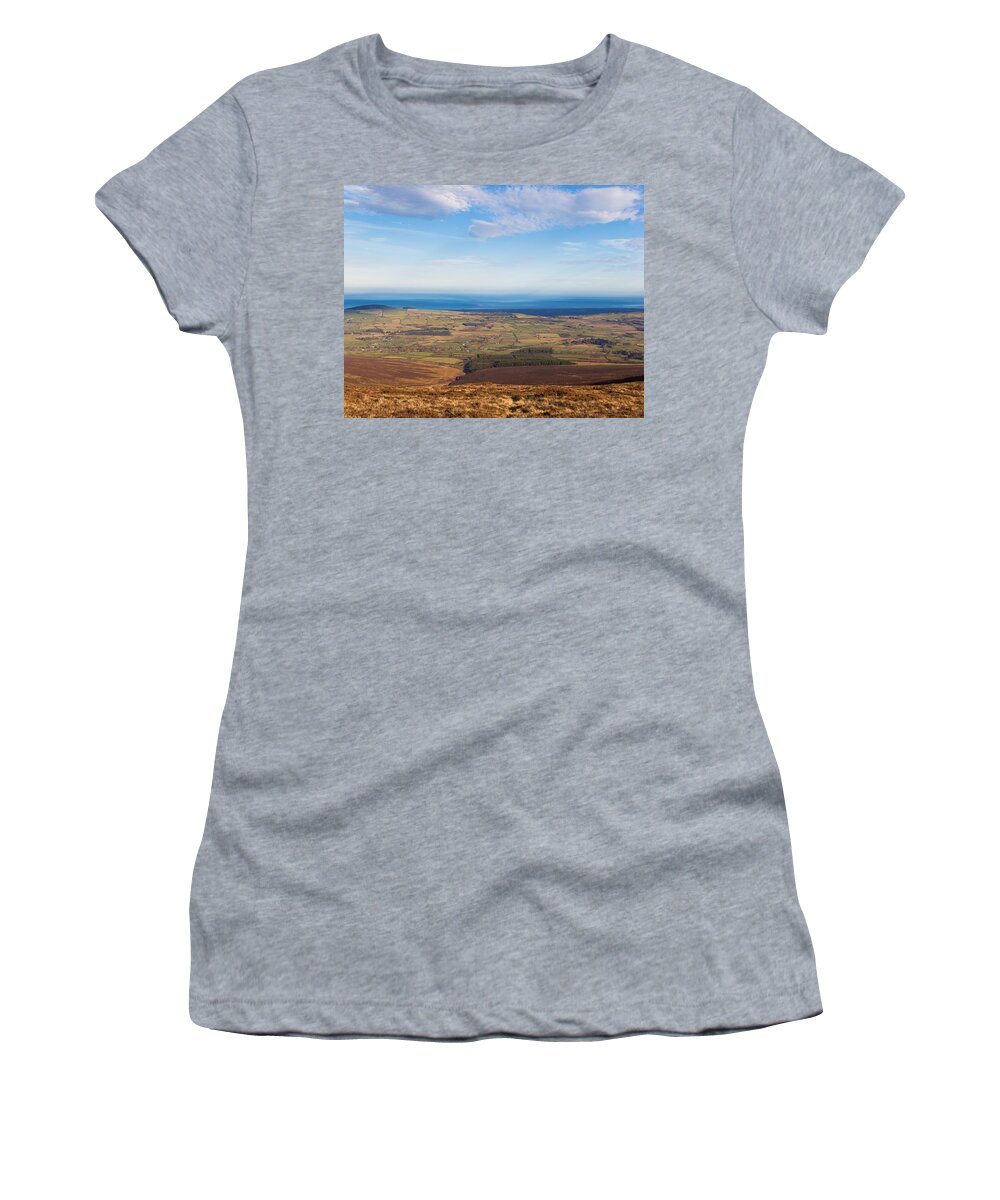 Blue Women's T-Shirt featuring the photograph View towards Greystones from Djouce Mountain by Semmick Photo