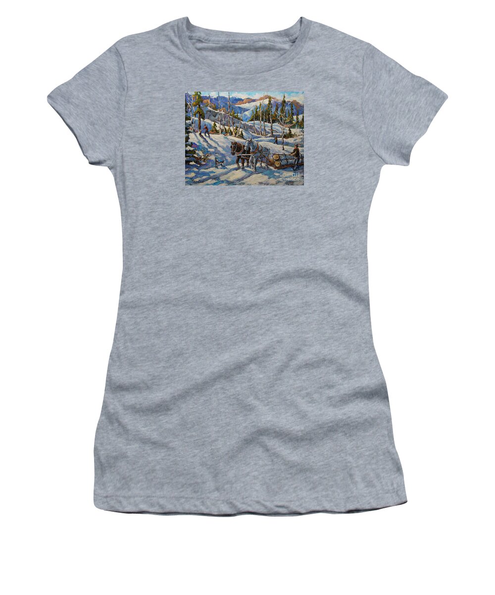 Bush Landscape Women's T-Shirt featuring the painting Vintage New England Loggers by Prankearts by Richard T Pranke