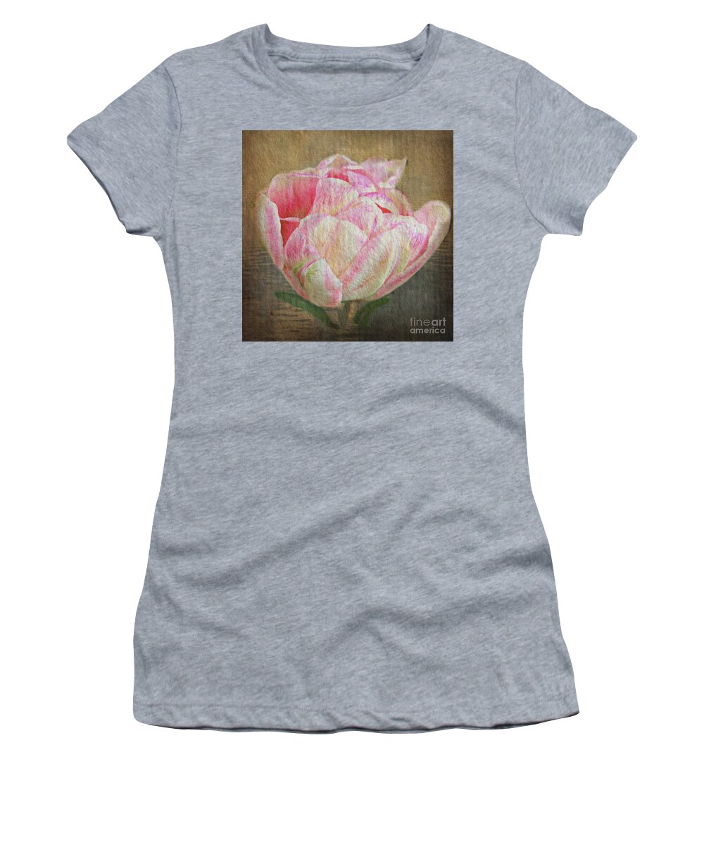 Tulip Women's T-Shirt featuring the photograph Vintage Paper Tulip by Judy Palkimas