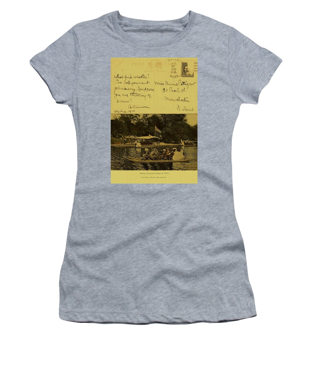 Images Women's T-Shirt featuring the painting Vintage Postcard October 10 1910 by Diane Strain