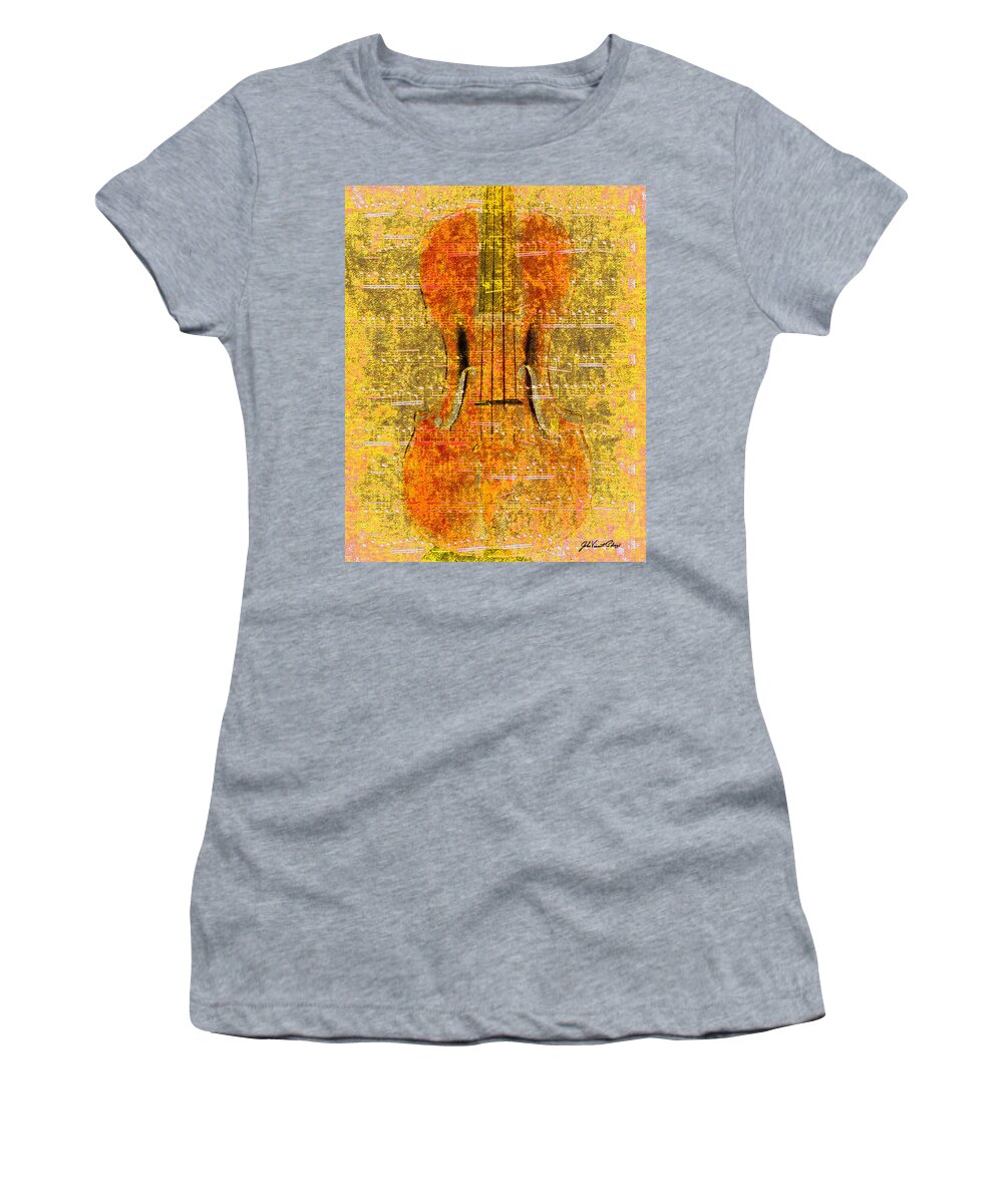 Classical Music Women's T-Shirt featuring the digital art Viola Gold by John Vincent Palozzi