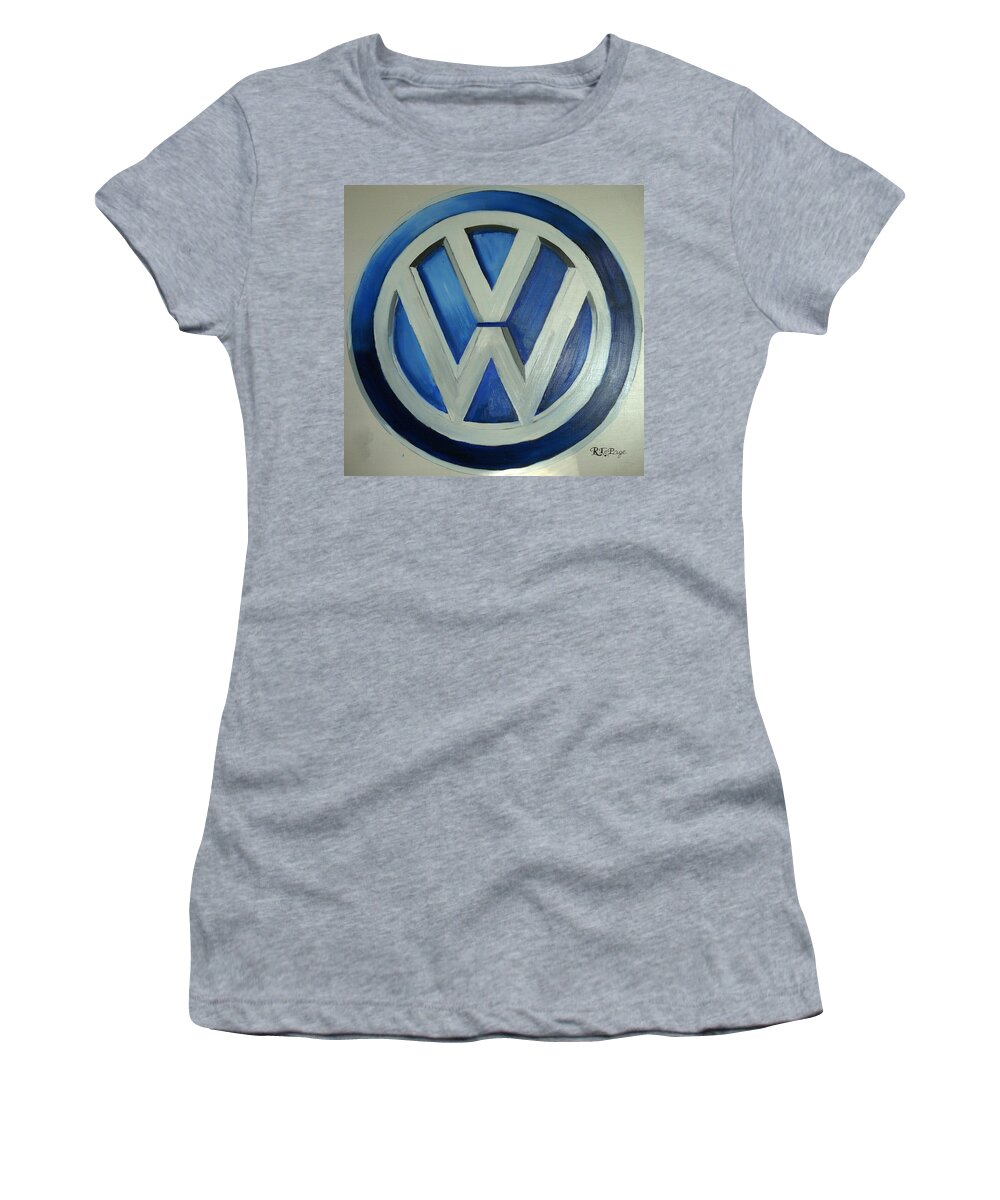 Vw Women's T-Shirt featuring the painting VW Logo Blue by Richard Le Page