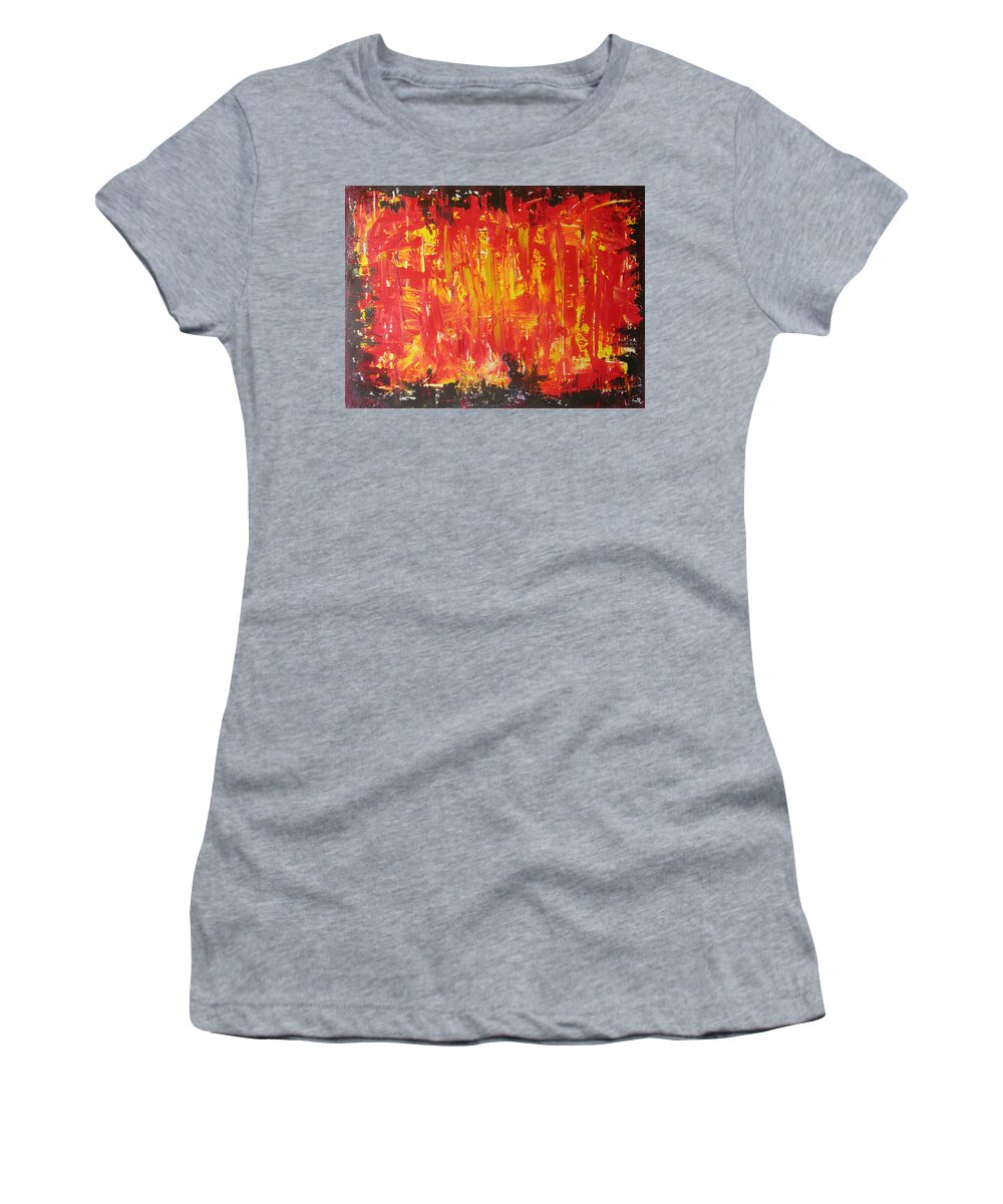 Acryl Painting - Abstract Women's T-Shirt featuring the painting W6 - firemaker by KUNST MIT HERZ Art with heart