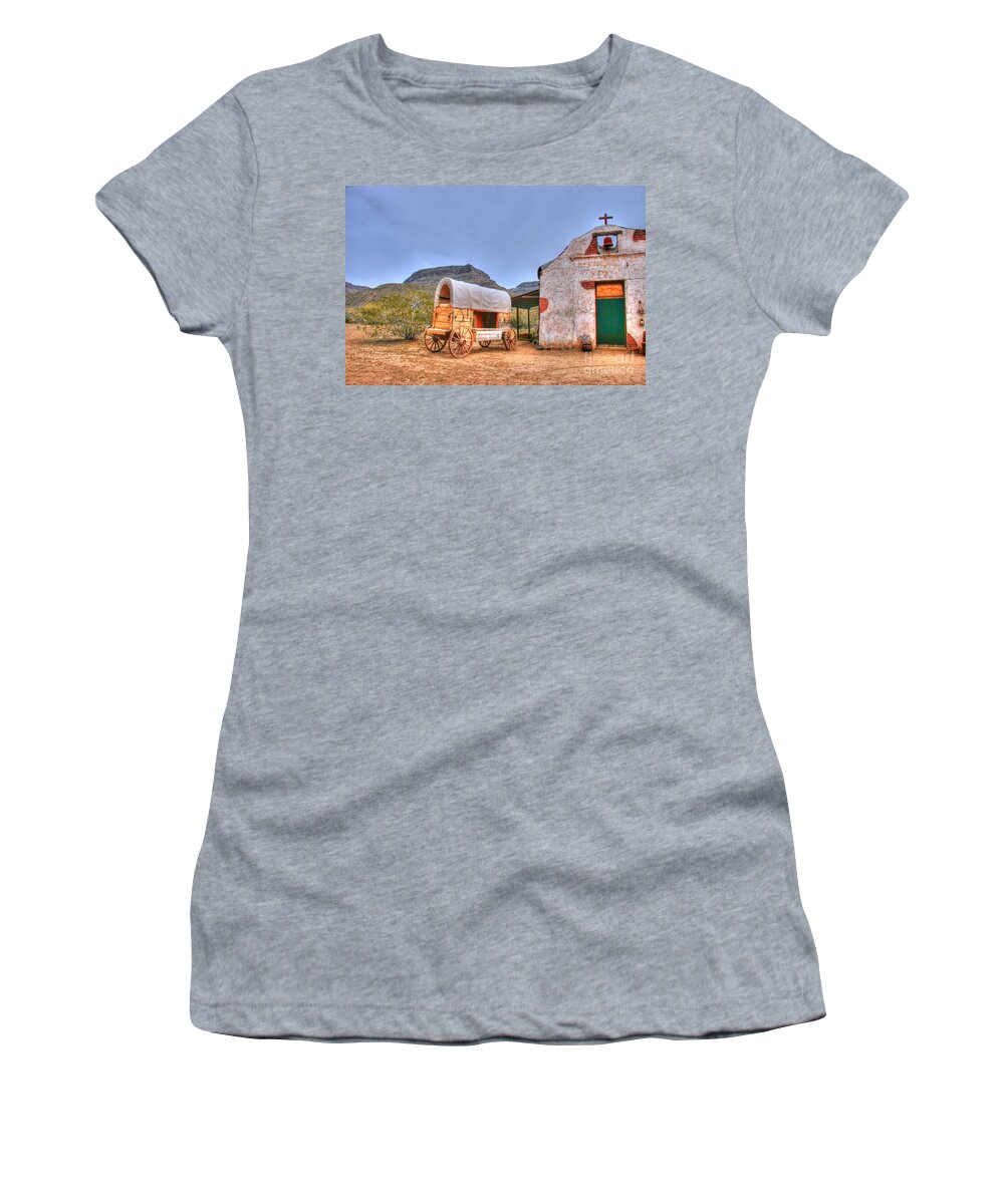 Cross Women's T-Shirt featuring the photograph Southwest Wagon Church by Tap On Photo