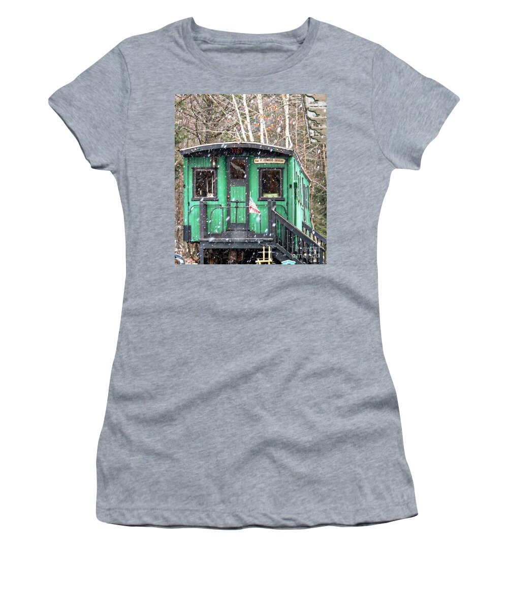 Marcia Lee Jones Women's T-Shirt featuring the photograph Waiting For You To Board by Marcia Lee Jones