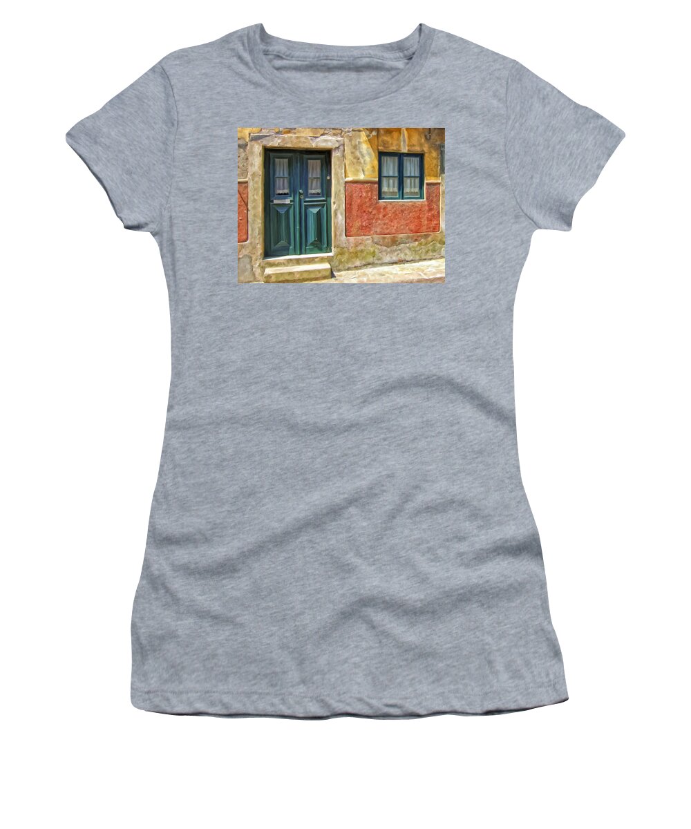 Doors Women's T-Shirt featuring the painting Walking Through Vila De Conde by Michael Pickett