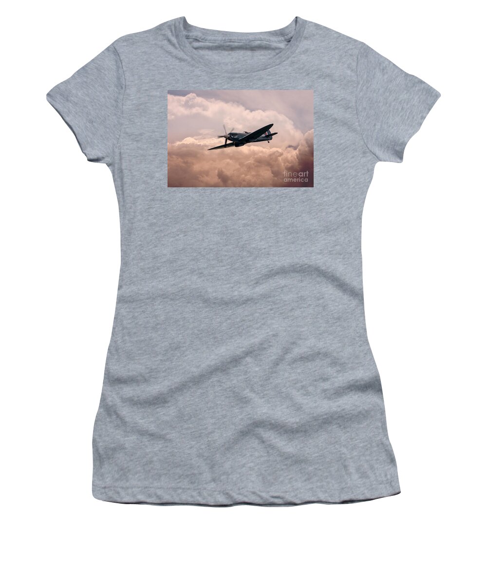 Supermarine Women's T-Shirt featuring the digital art Warbirds - Spitfire by Airpower Art
