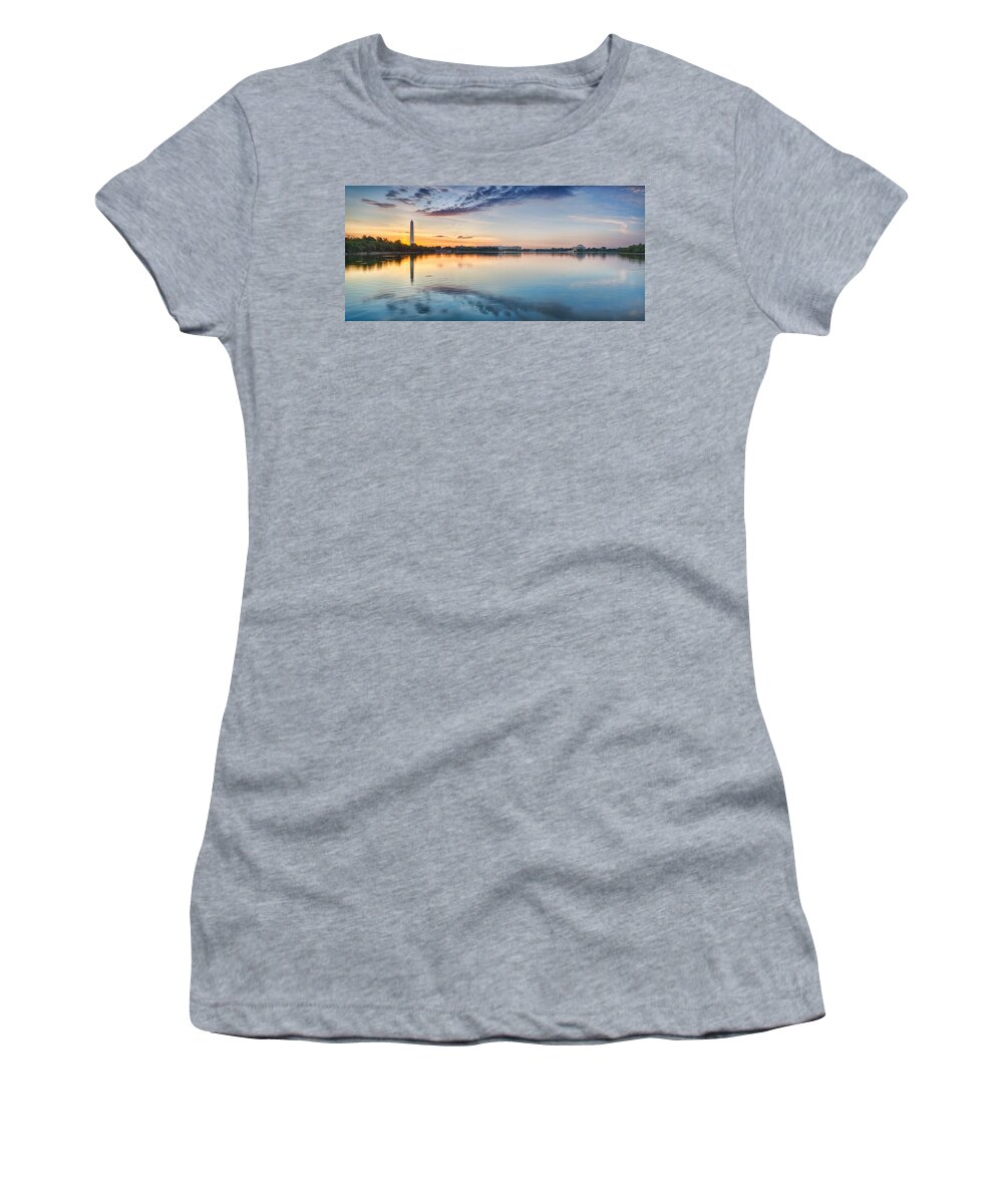 Tidal Basin Women's T-Shirt featuring the photograph Washington DC Panorama by Sebastian Musial