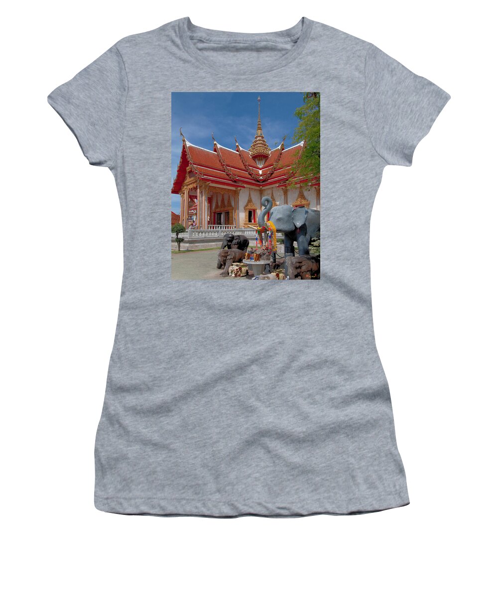 Scenic Women's T-Shirt featuring the photograph Wat Chalong Wiharn and Elephant Tribute DTHP045 by Gerry Gantt