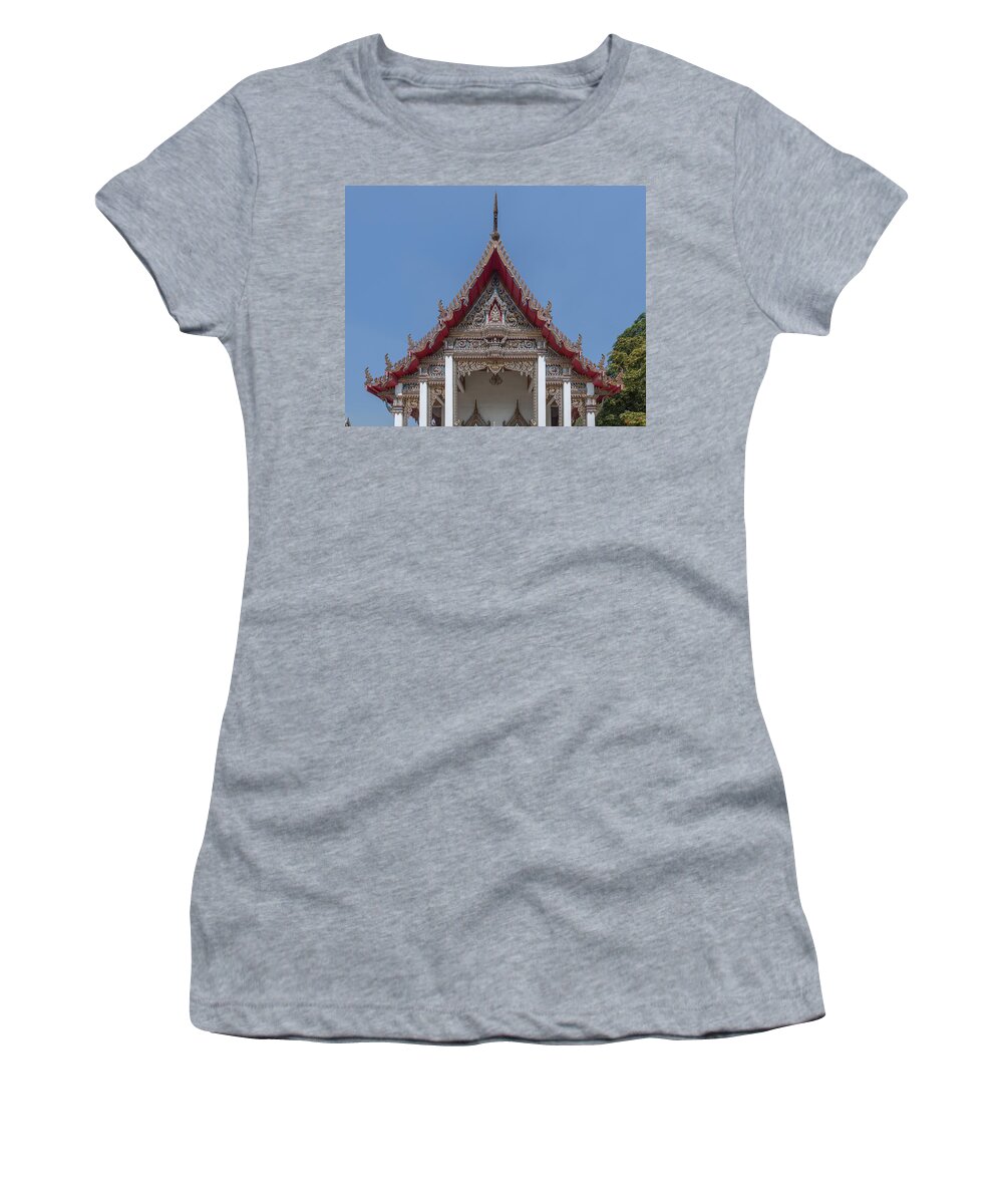 Temple Women's T-Shirt featuring the photograph Wat Dan Phra Ubosot Gable DTHB1749 by Gerry Gantt