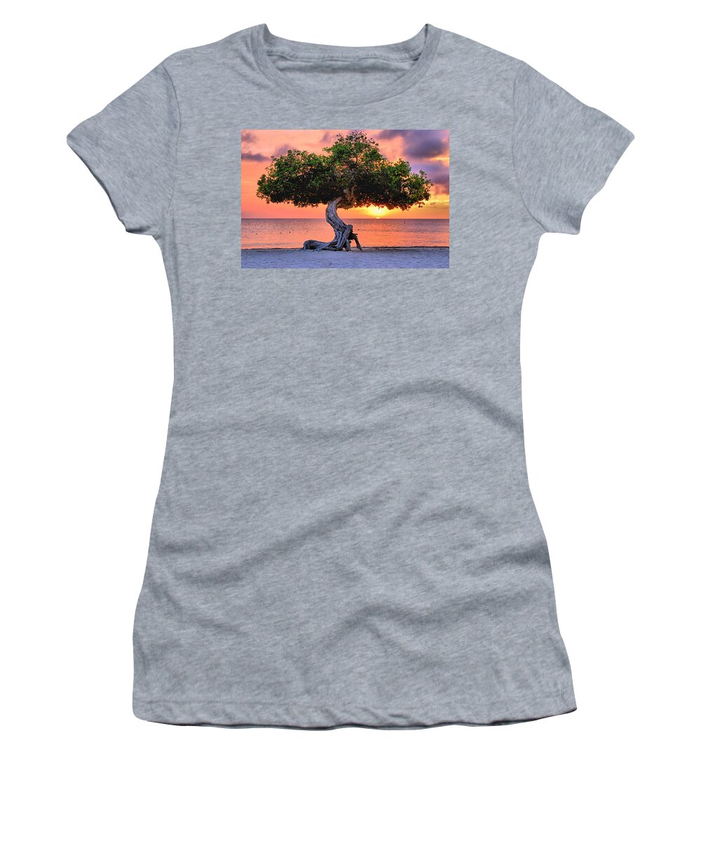 Tree Women's T-Shirt featuring the photograph Watapana Tree - Aruba by DJ Florek