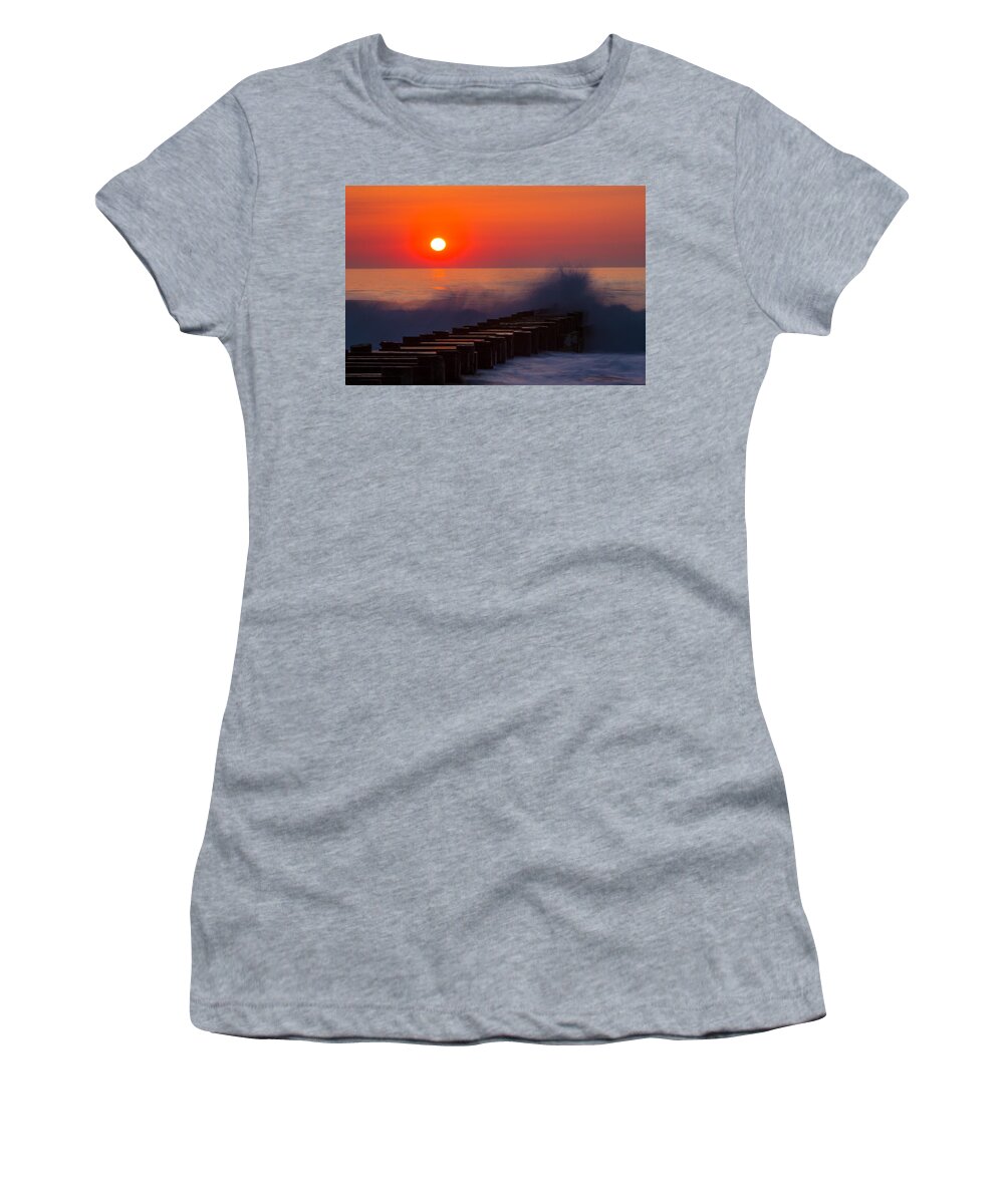  Atlantic Women's T-Shirt featuring the photograph Breaking Wave at Sunrise by Allan Levin