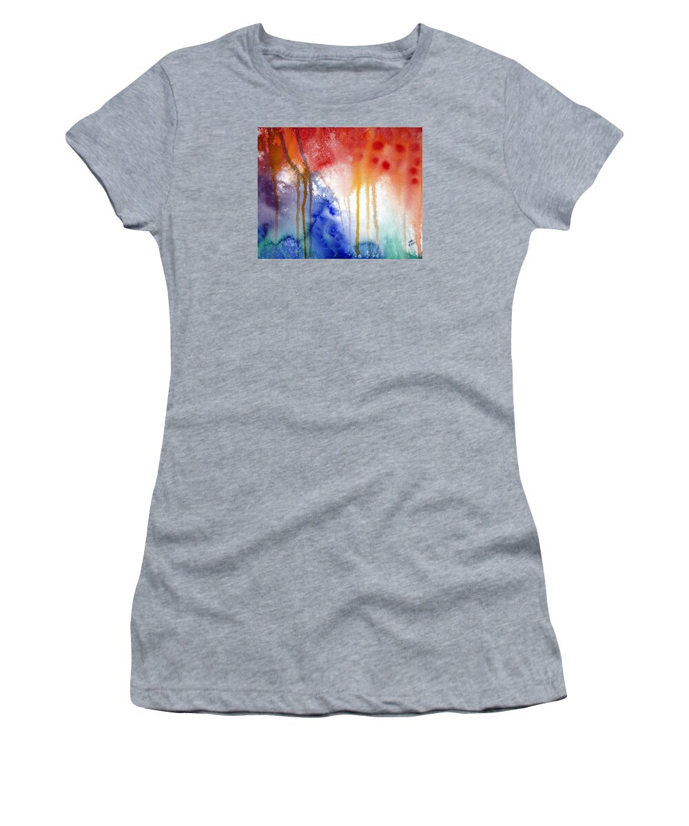 Rainbow Colors Women's T-Shirt featuring the painting Waves of Emotion by Michal Madison