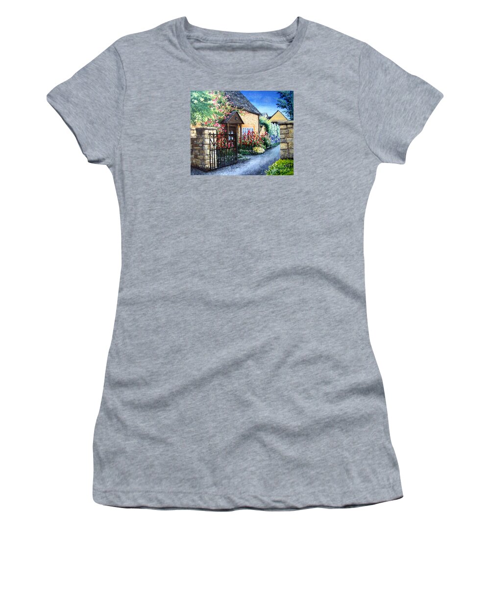 Chipping Campden Women's T-Shirt featuring the painting Welcome Home by Mary Palmer