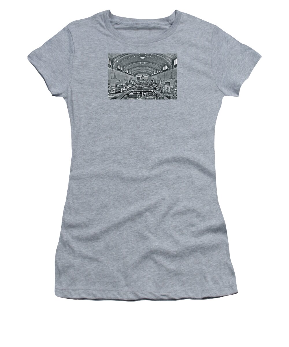 Cleveland Women's T-Shirt featuring the photograph Westside Market Grayscale by Frozen in Time Fine Art Photography