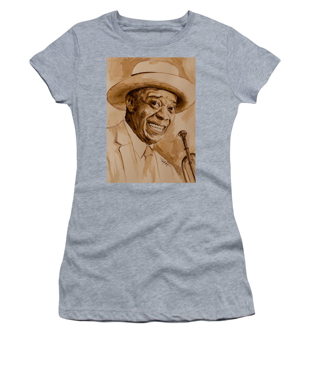 Jazz Women's T-Shirt featuring the painting What a wonderful world by Laur Iduc