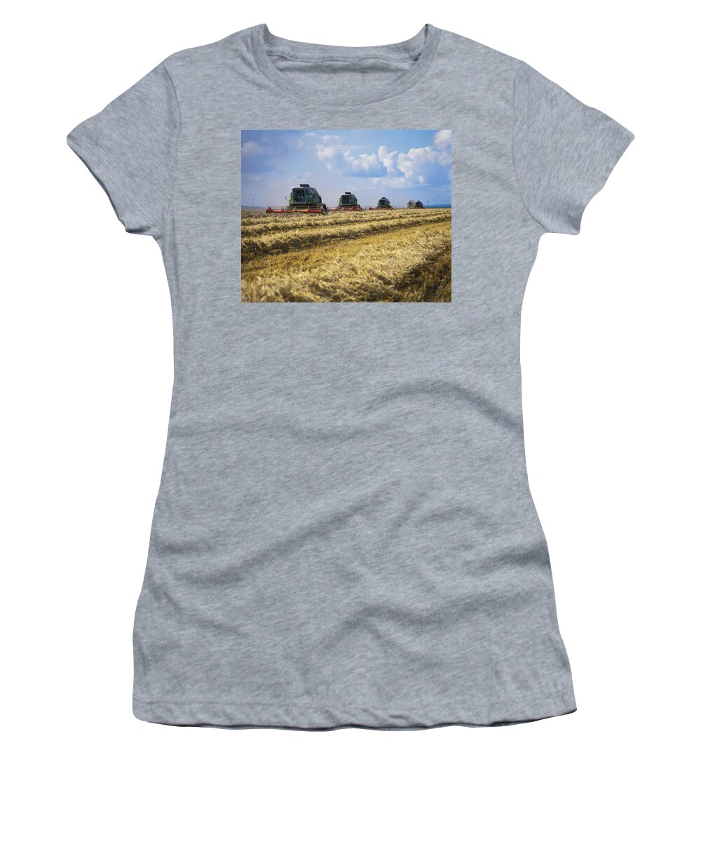 Nobody Women's T-Shirt featuring the photograph Wheat Threshing Machines by Benelux Press BV