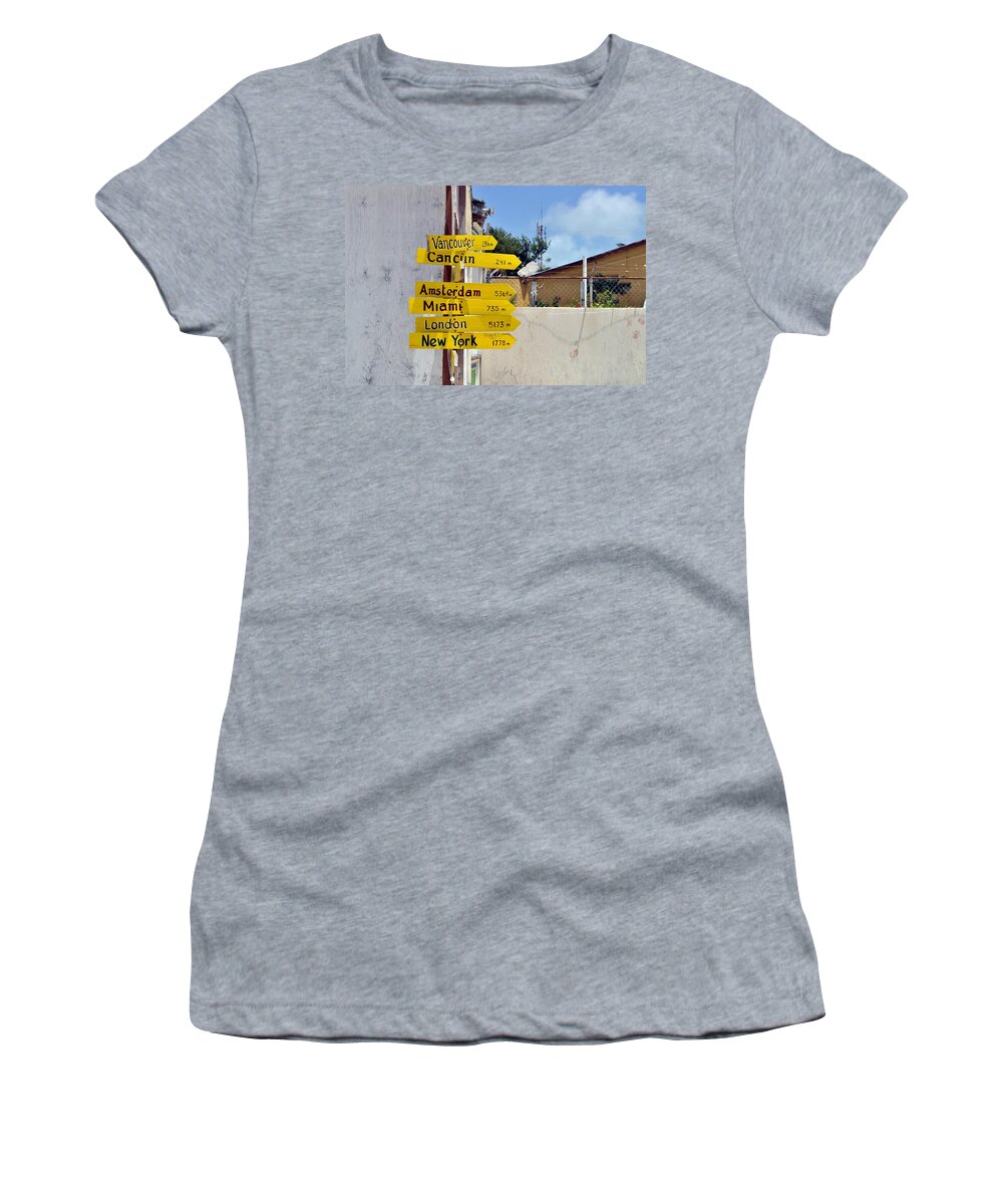 Directional Signs Women's T-Shirt featuring the photograph Where Should I Go Next by Kristina Deane