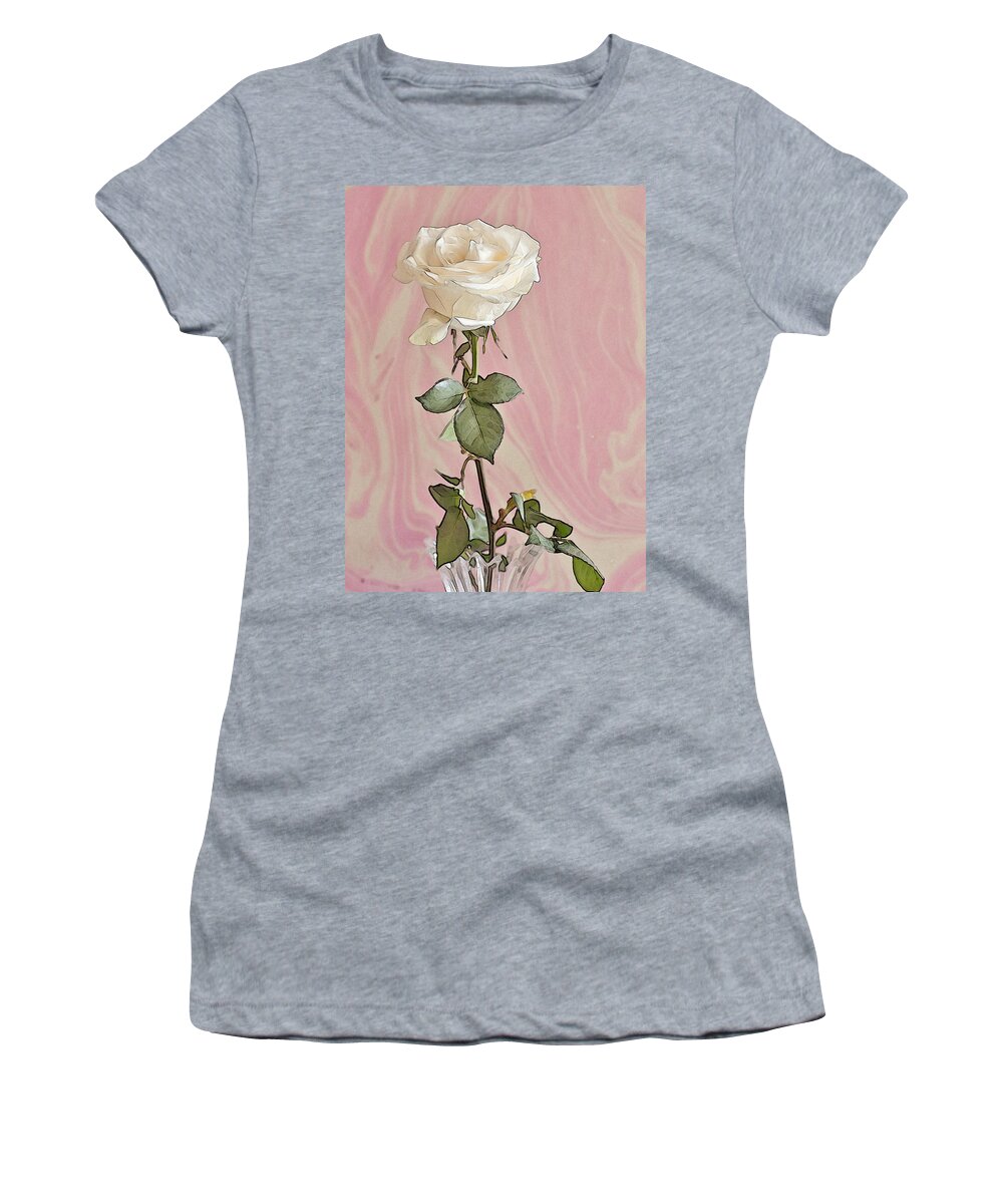 White Rose Women's T-Shirt featuring the photograph White Long Stemmed Rose by Sandra Foster