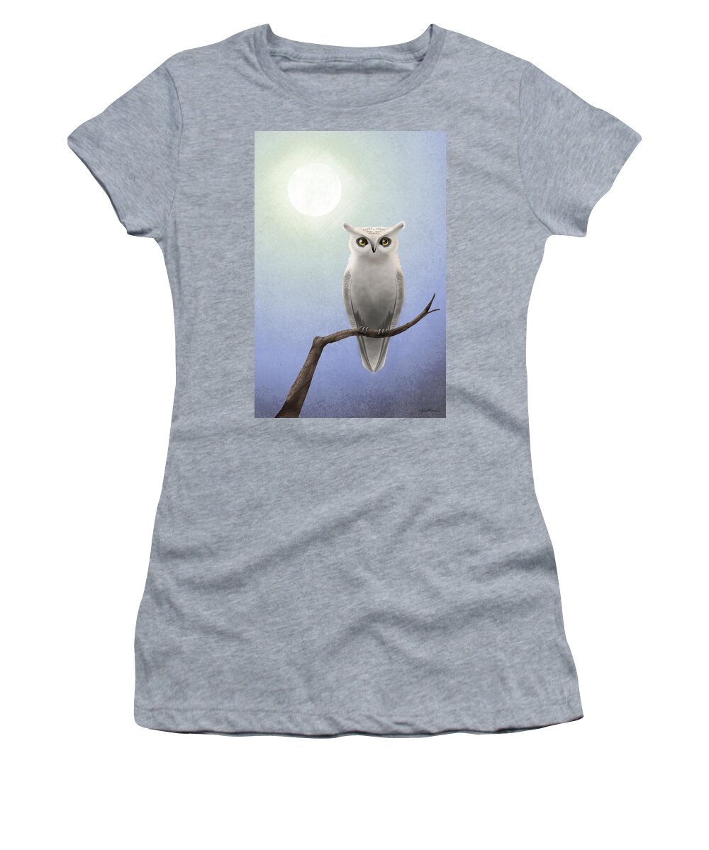 White Owl Women's T-Shirt featuring the digital art White Owl by April Moen