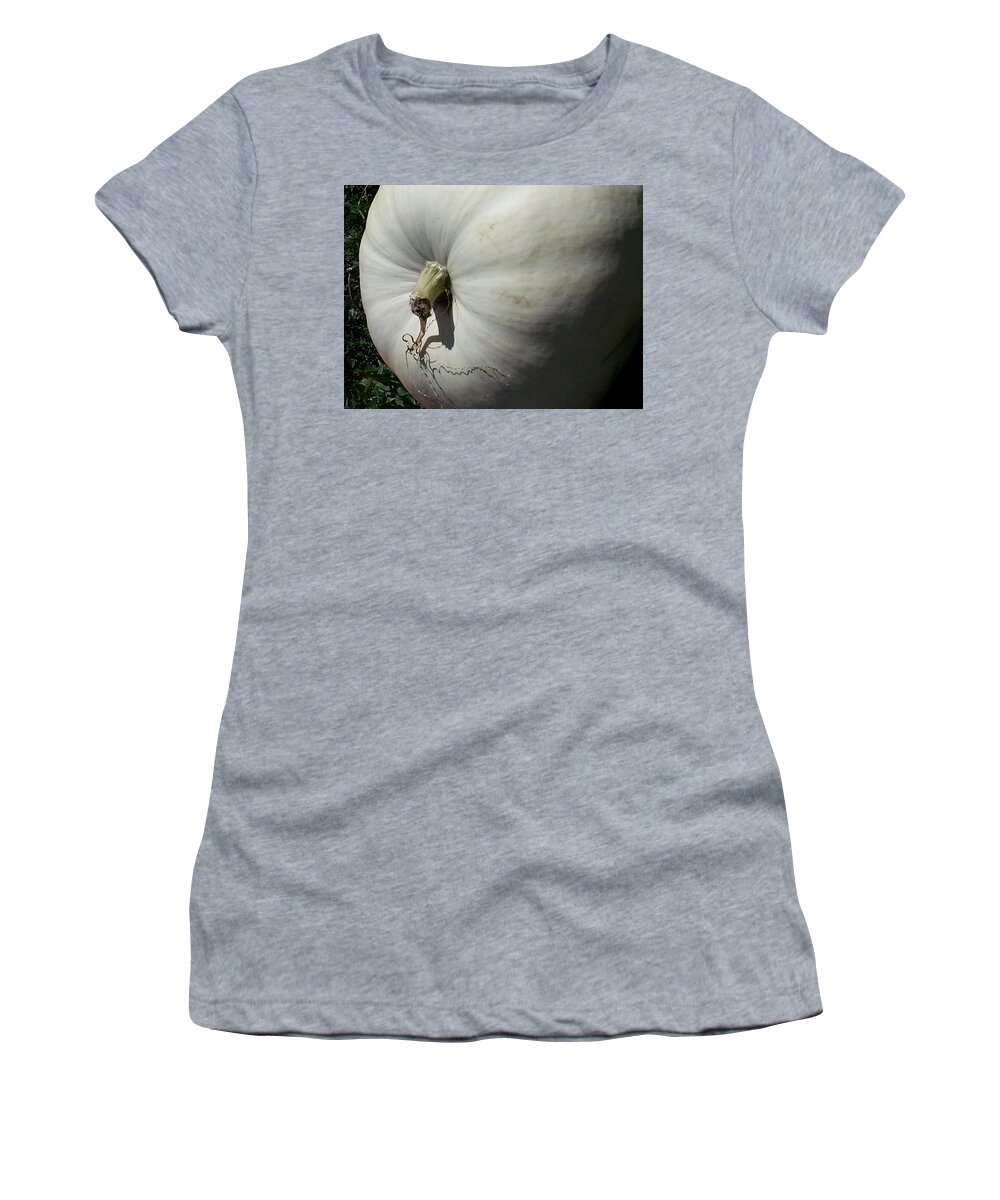 Pumpkin Women's T-Shirt featuring the photograph White Pumpkin by Caryl J Bohn