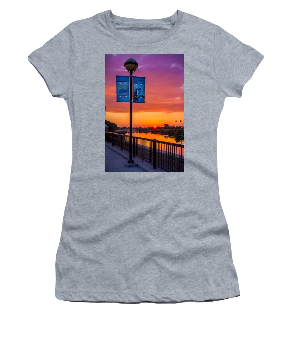 Indiana Women's T-Shirt featuring the photograph White River Sunset by Ron Pate