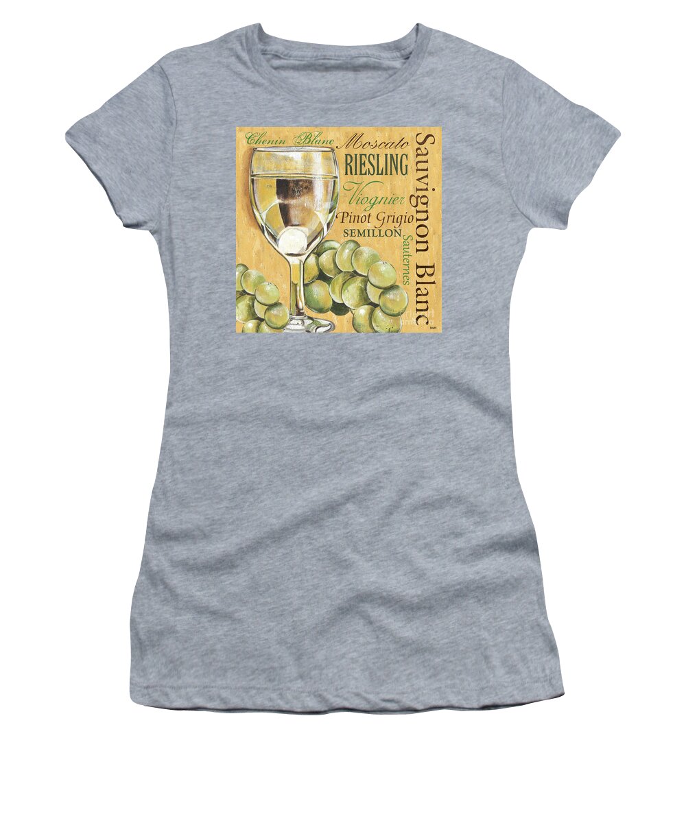 Wine Women's T-Shirt featuring the painting White Wine Text by Debbie DeWitt