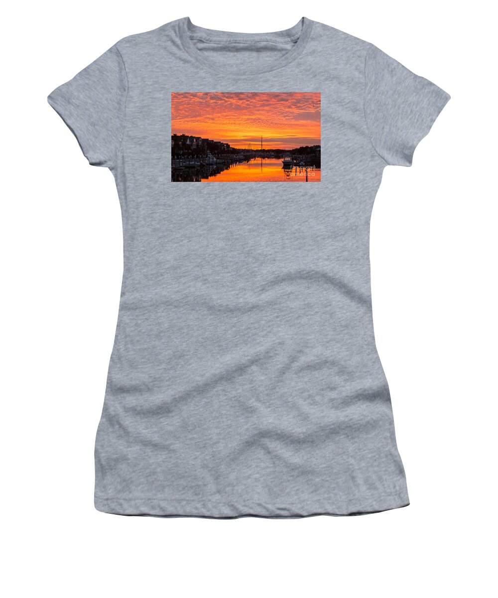 Wild Dunes Sunset Women's T-Shirt featuring the photograph Wild Dunes Sunset Isle of Palms by Donnie Whitaker