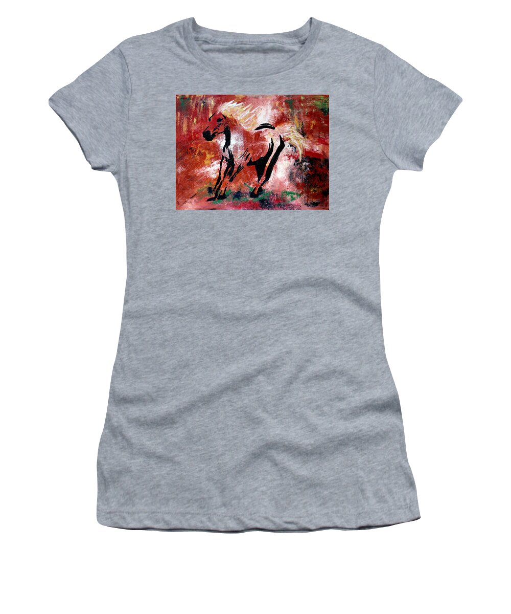 Original Painting Women's T-Shirt featuring the painting Wildfire by Nan Bilden