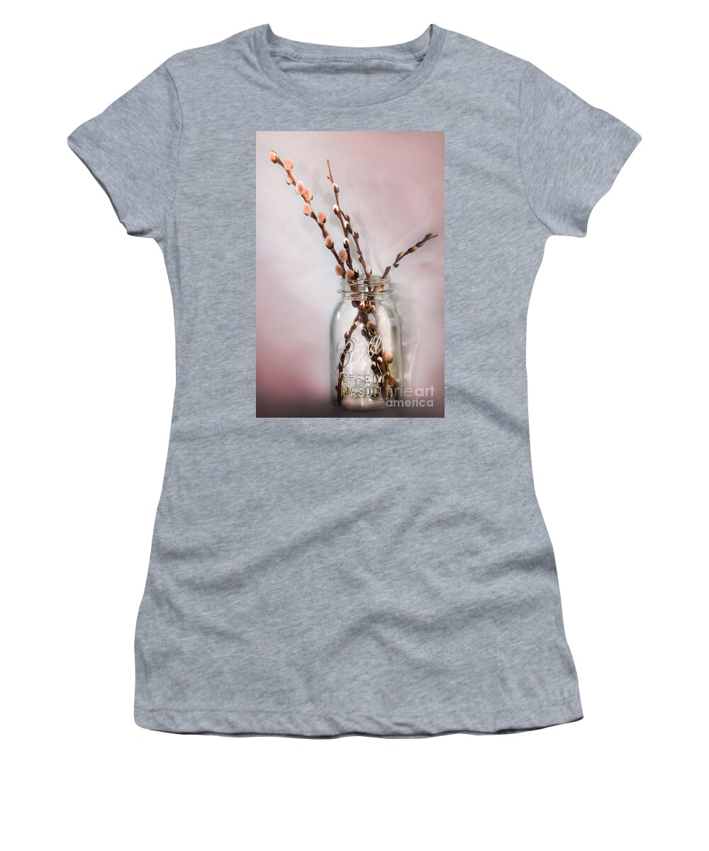 Pussy Women's T-Shirt featuring the photograph Willow In Mason Jar by Michael Arend