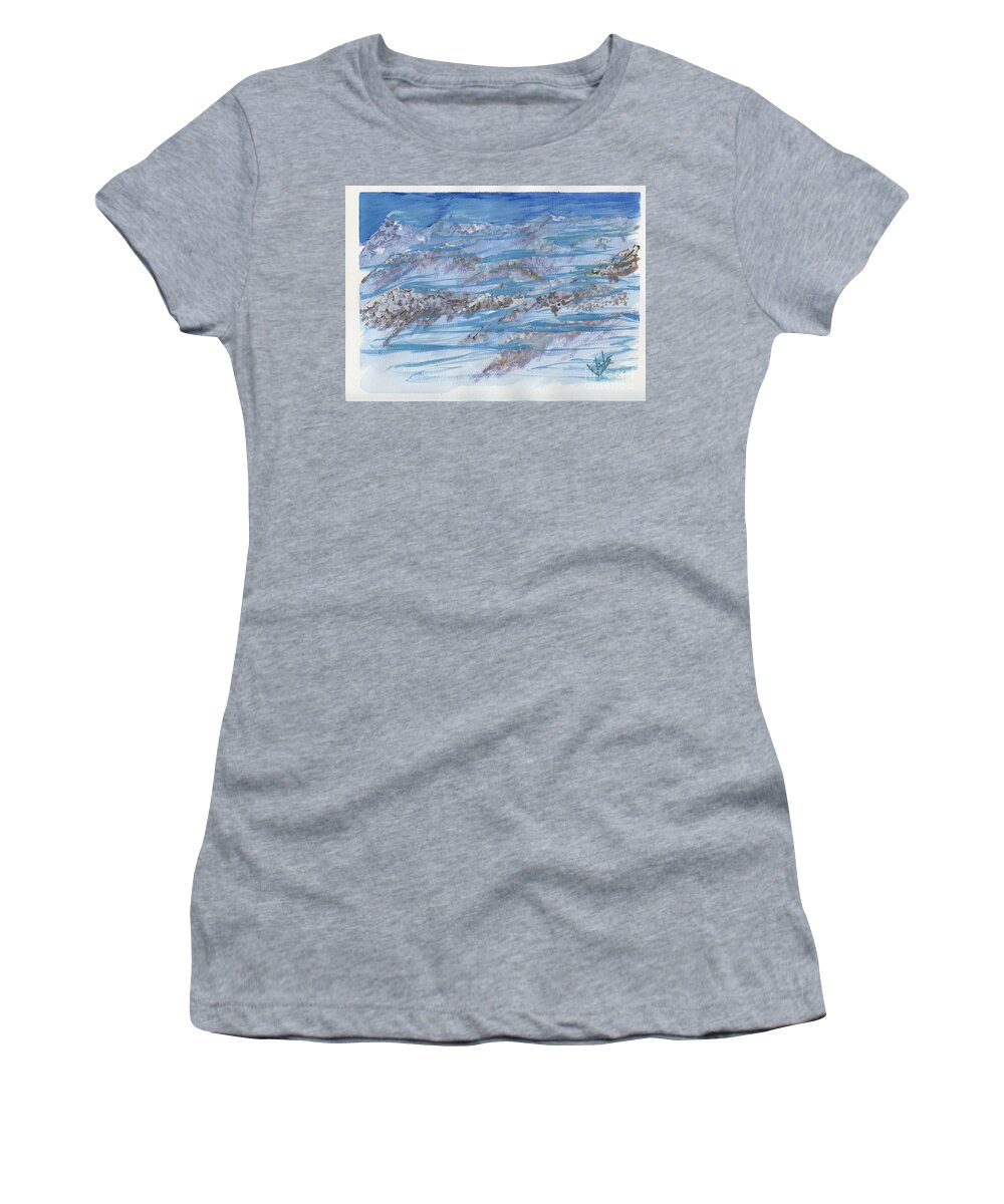 Mountains Women's T-Shirt featuring the painting Windswept Winter by Victor Vosen