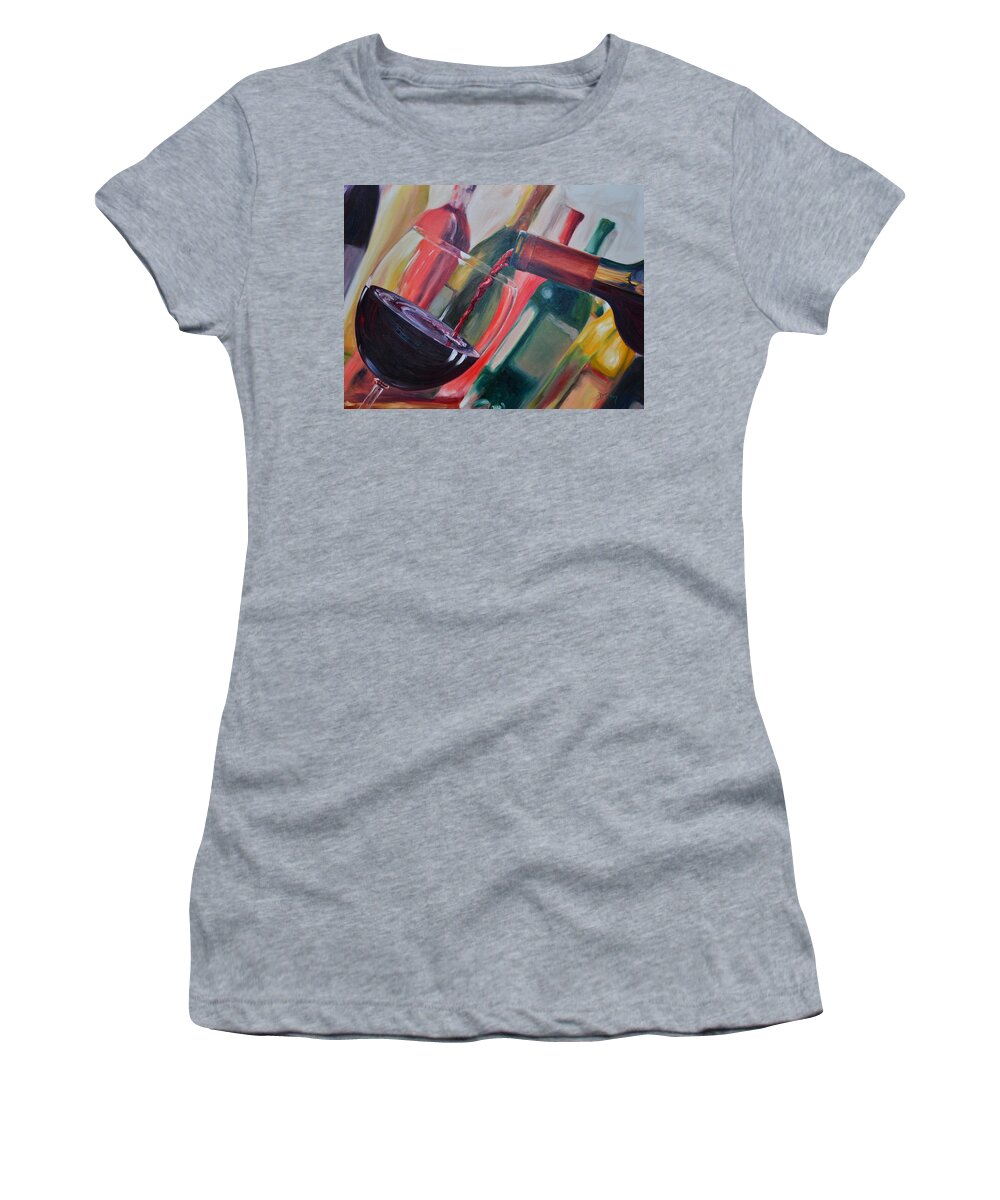 Wine Women's T-Shirt featuring the painting Wine Pour III by Donna Tuten