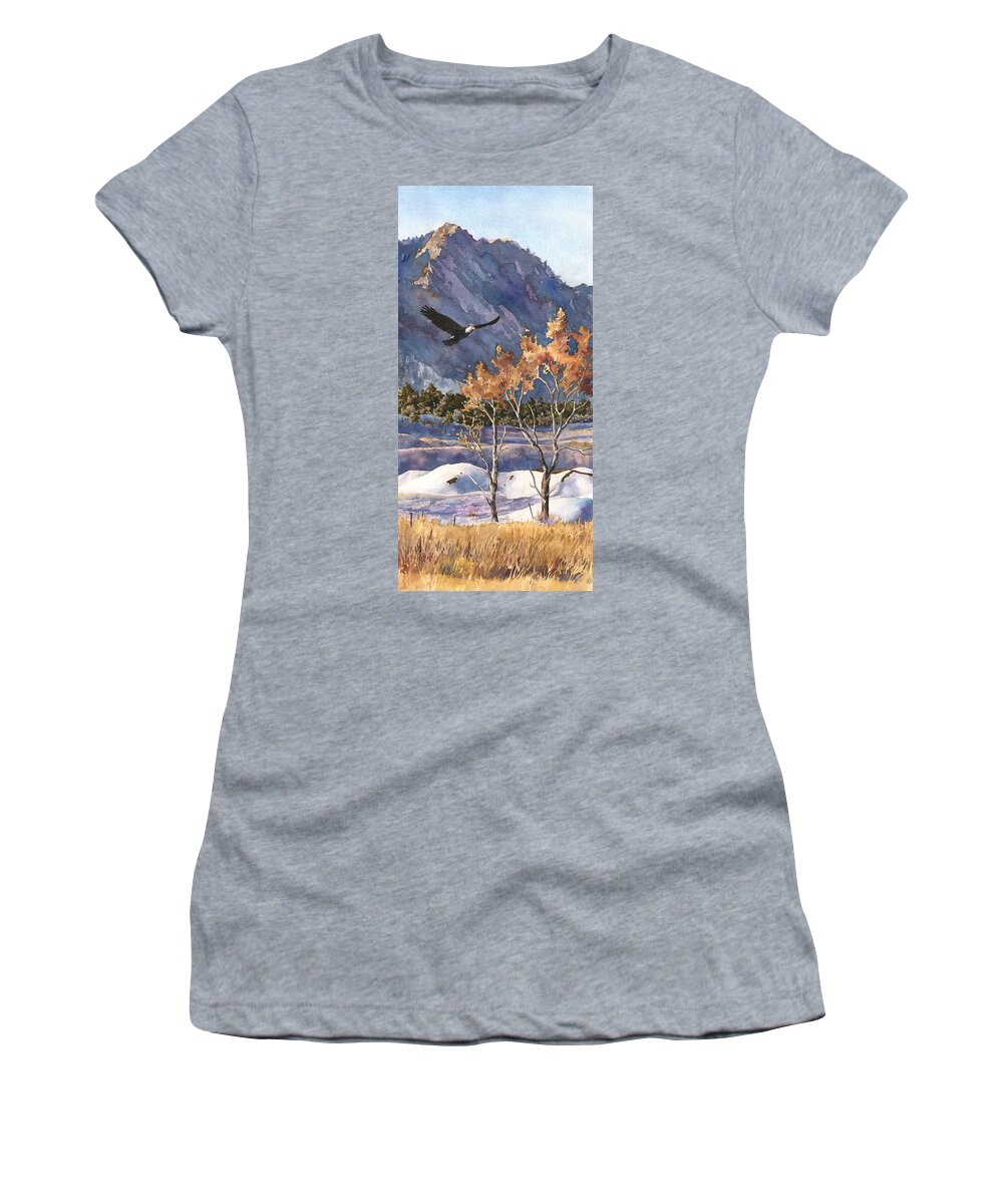 Colorado Rocky Mountain Painting Women's T-Shirt featuring the painting Winter Drift by Anne Gifford