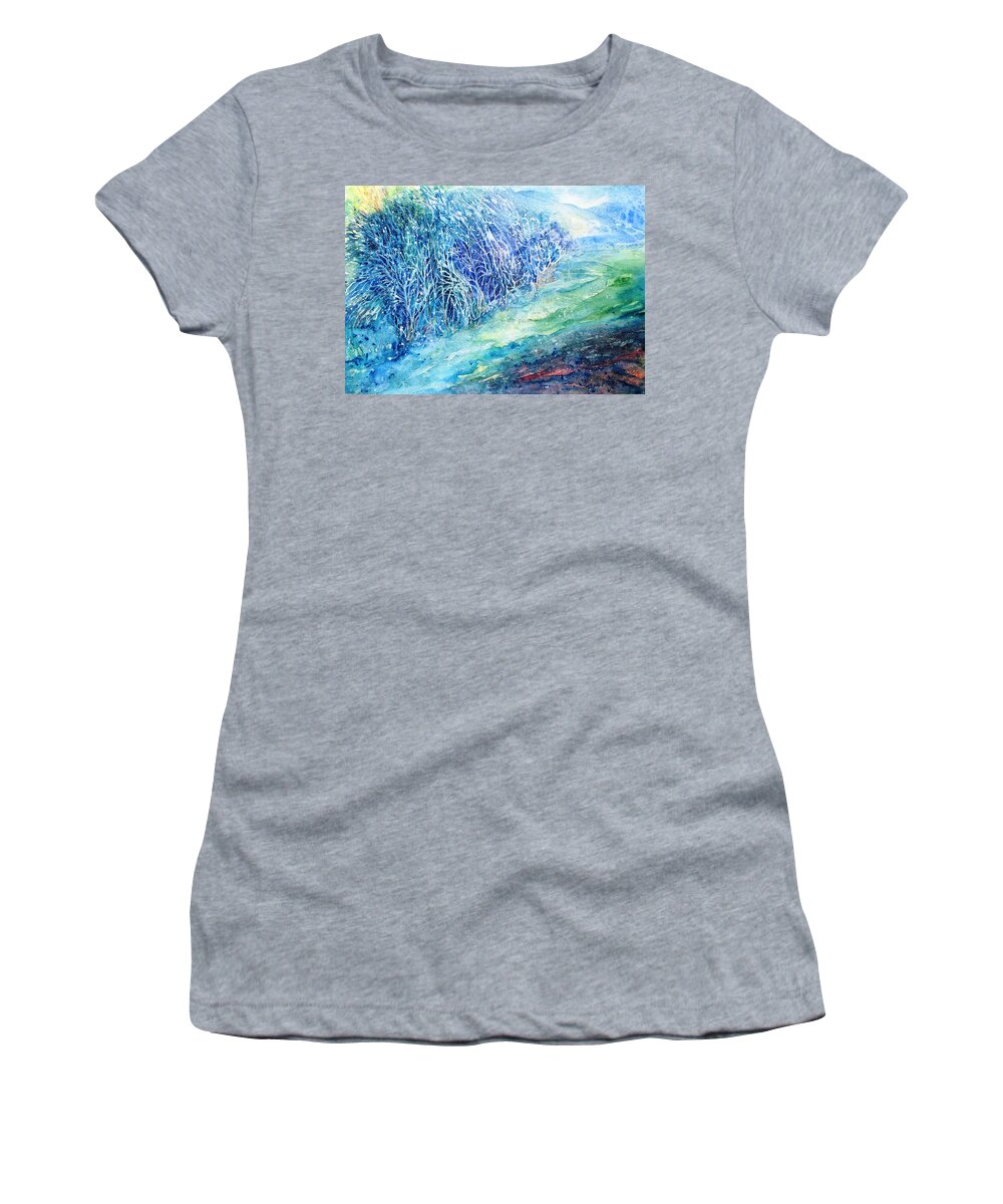 Landscape Women's T-Shirt featuring the painting Winter Hawthorn by Trudi Doyle