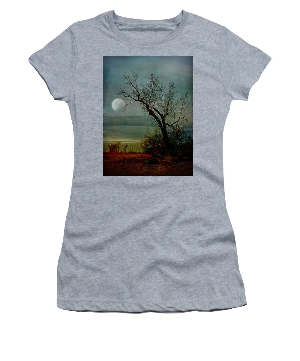 Winter Women's T-Shirt featuring the photograph Winter Moon by John Anderson