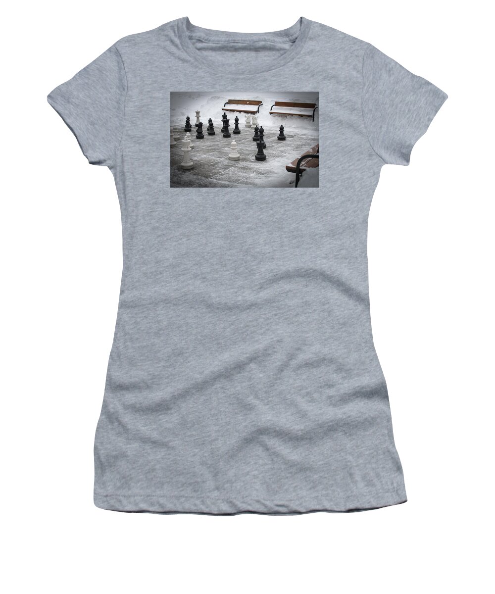 Chess Women's T-Shirt featuring the photograph Winter Outdoor Chess by Andreas Berthold
