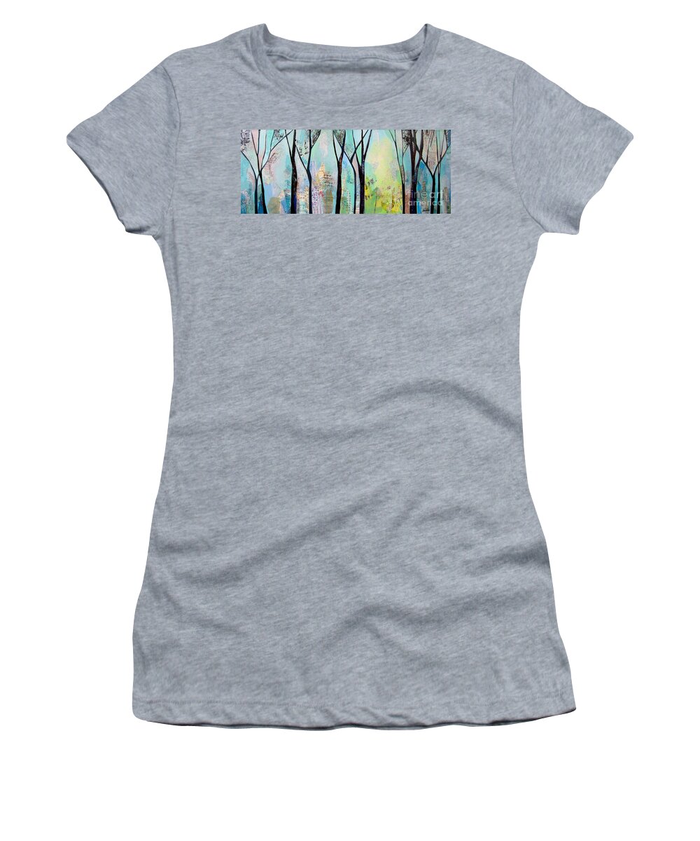 Winter Women's T-Shirt featuring the painting Winter Wanderings II by Shadia Derbyshire