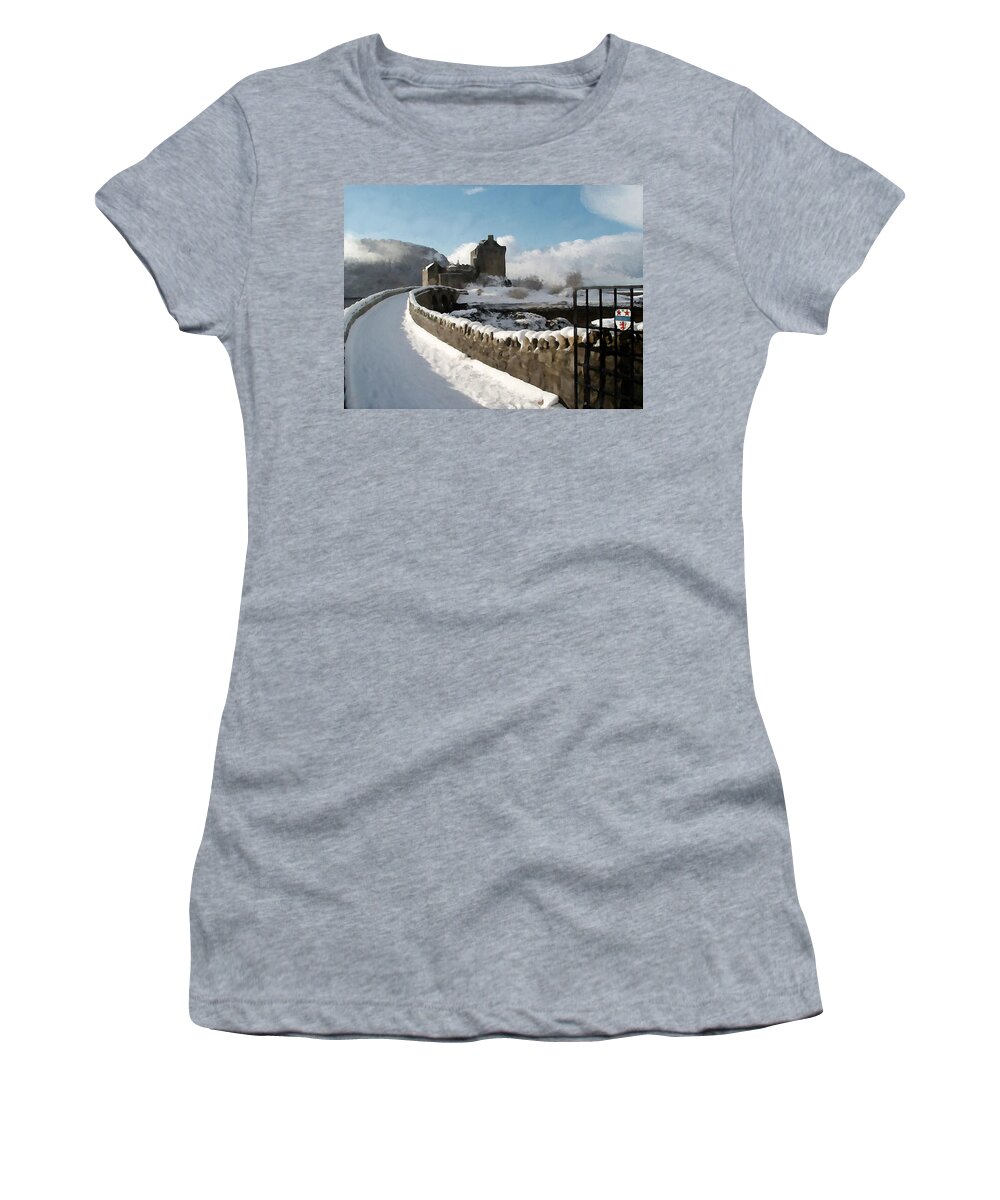 Winter Women's T-Shirt featuring the painting Winter Wonder Walkway by Bruce Nutting