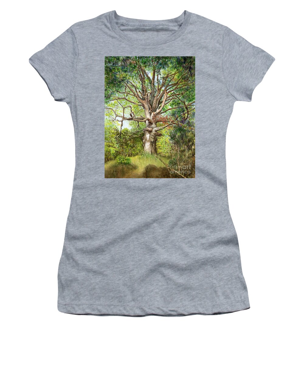 Oak Tree Women's T-Shirt featuring the painting Wisdom by Nancy Cupp