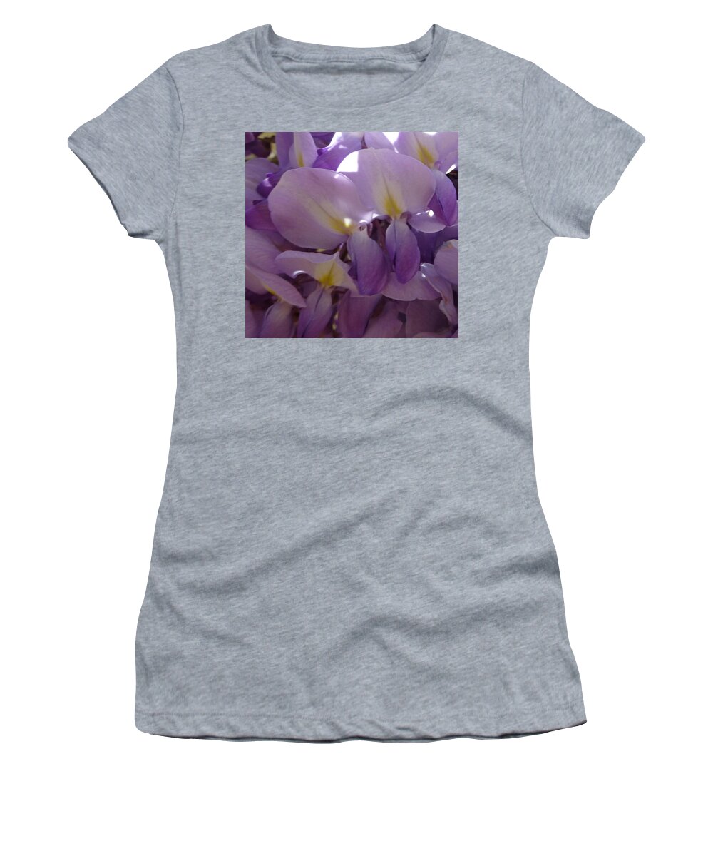 Purple Women's T-Shirt featuring the photograph Wisteria Duo by Claudia Goodell