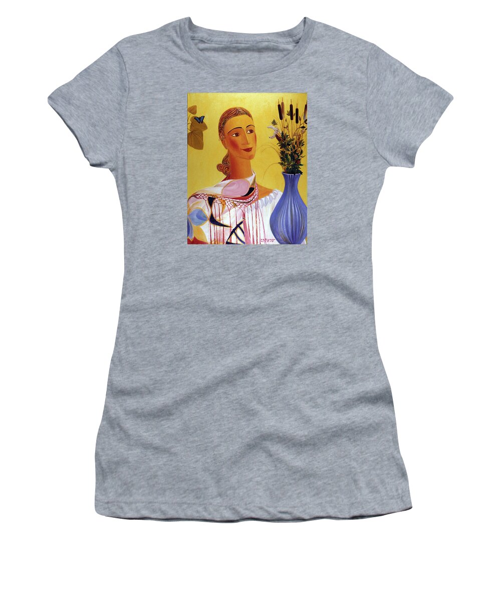 Woman With Shawl Women's T-Shirt featuring the painting Woman with shawl by Israel Tsvaygenbaum