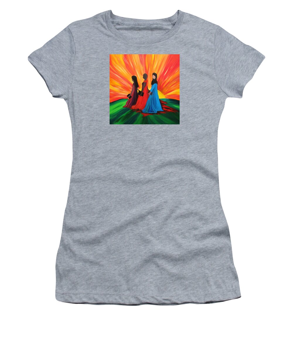 Women Empowerment Women's T-Shirt featuring the painting Women of Courage 11 by Kelly Simpson Hagen